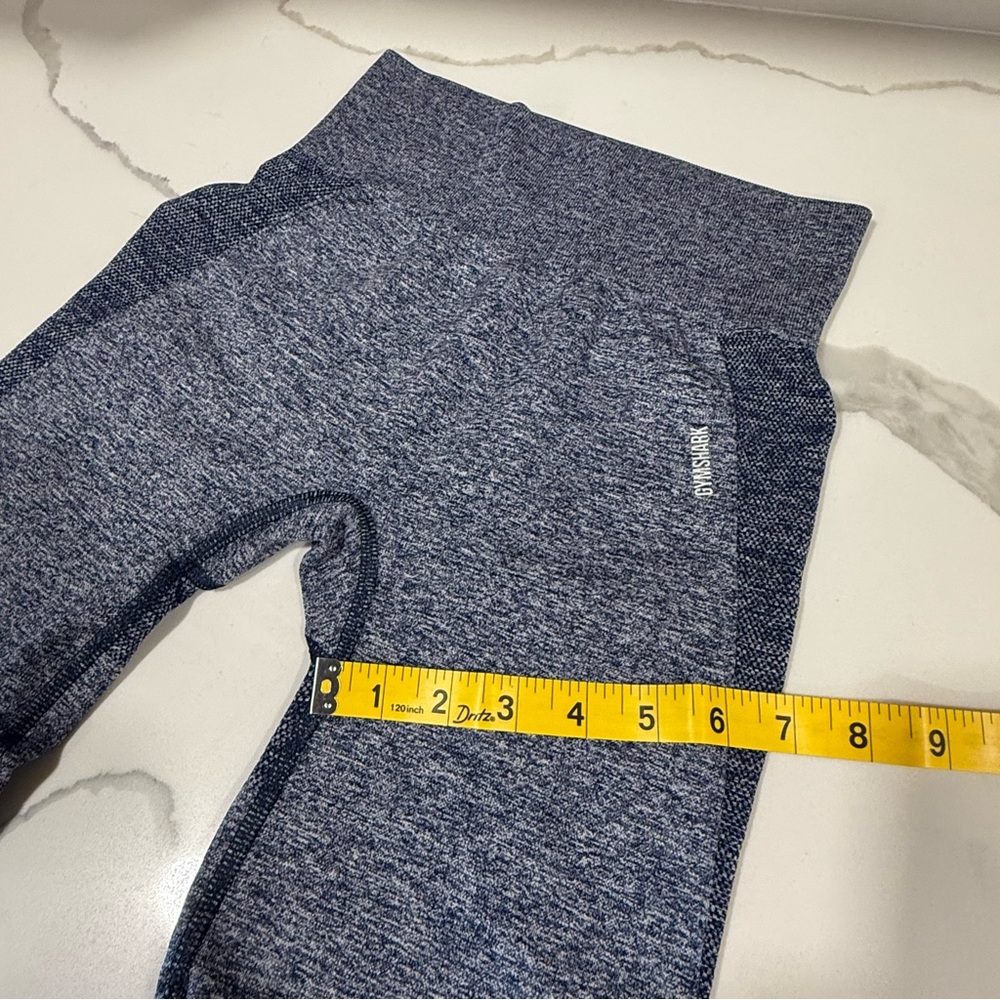 GYMSHARK Women’s High Waisted Flex Shorts Navy  and‎ Gray Size Small Pre-worn - Picture 10 of 12